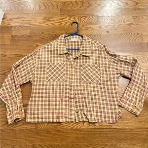 Altar'd State Women's Plaid Button-Down Shirt - Red and Cream